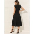 thumbnail image 3 of DARING DIVA Midi Ruffled Sleeve Mock Neck Casual Dress L Black, 3 of 6