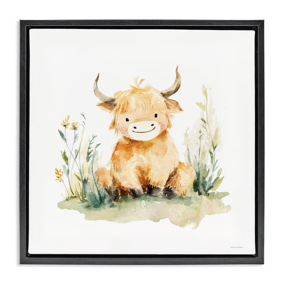 Stupell Industries Little Highland Calf Black Framed Floater Canvas Wall Art, design by Svetlana Aleynikova