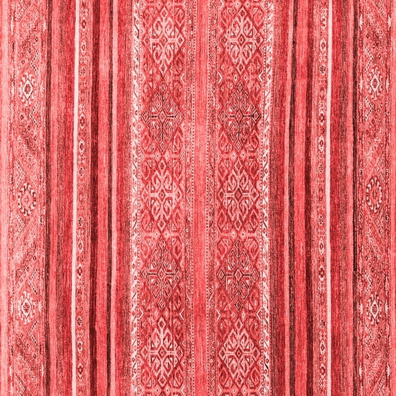 Ahgly Company Machine Washable Indoor Square Abstract Red Modern Area Rugs, 5' Square