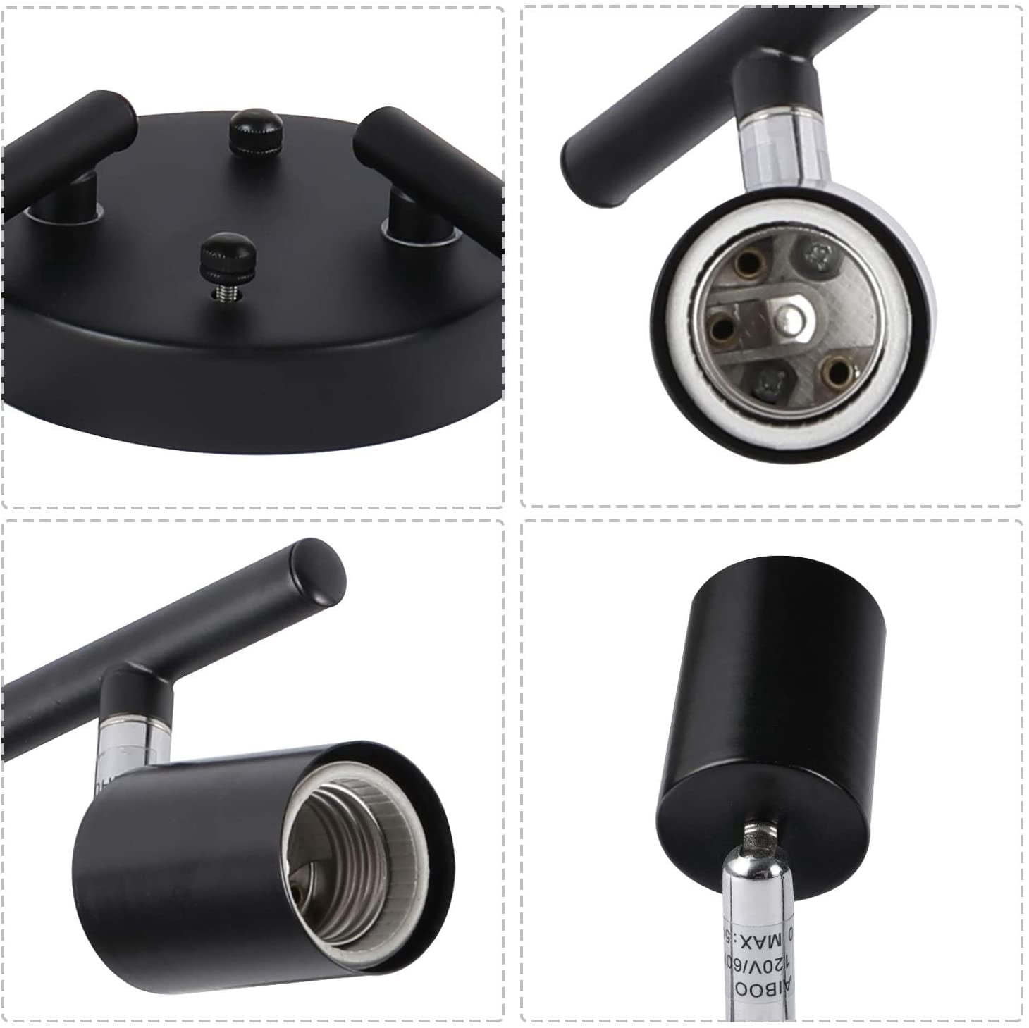 Laboreducer 8 Heads Foldable Track Lighting Kit, Flex Track Ceiling Light, 270deg rotatable DIY Wall Light E26 Socket, Bulbs not Included(Black)
