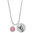 thumbnail image 1 of Delight Jewelry Silvertone Small Sparkle Pink AB Softball Silvertone Script Initial Disc - G - Charm Necklace, 20"+3", 1 of 4