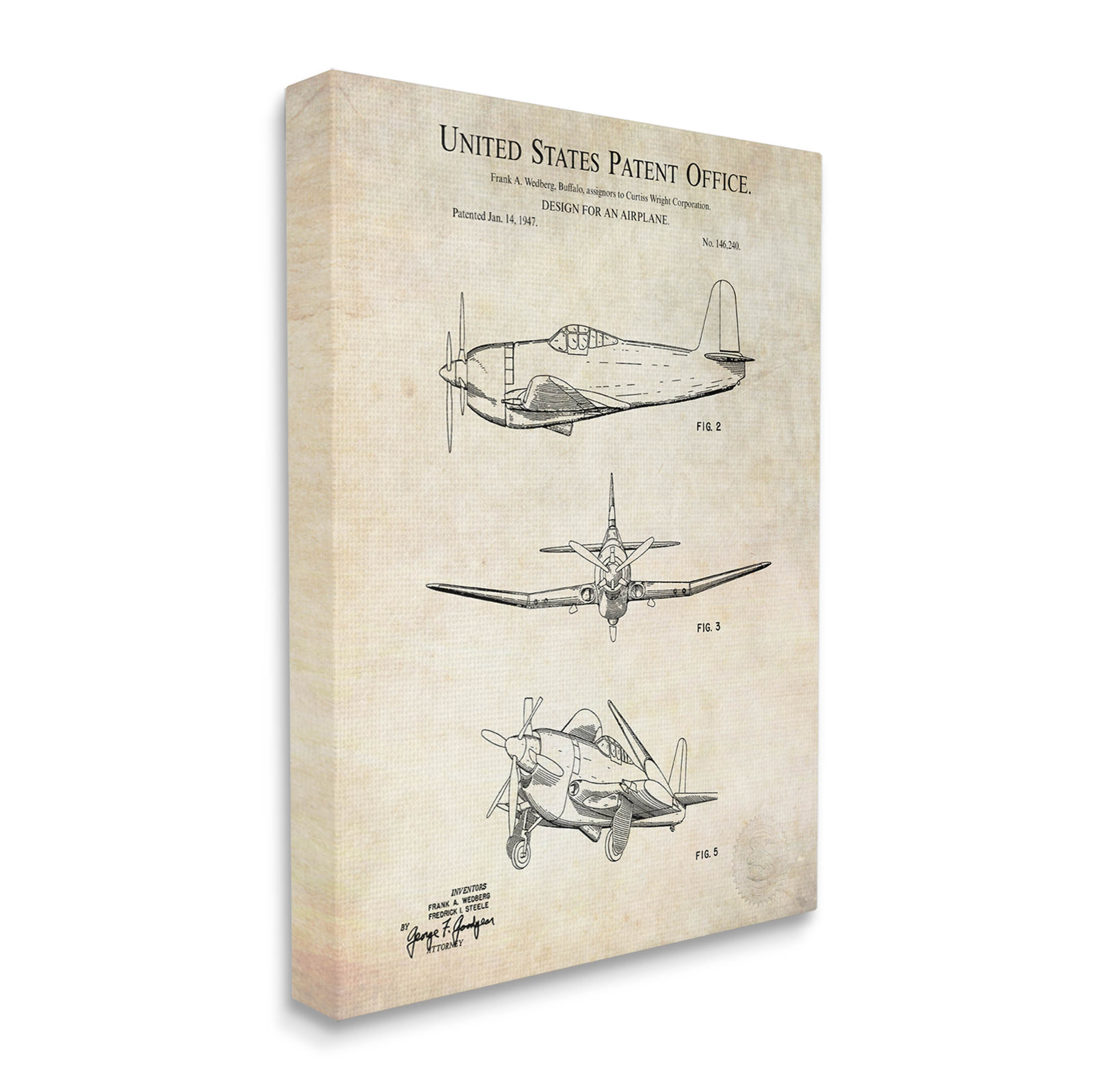 Stupell Industries Vintage Historic US Aircraft Graphic Art Gallery Wrapped Canvas Print Wall Art, Design by Karl Hronek