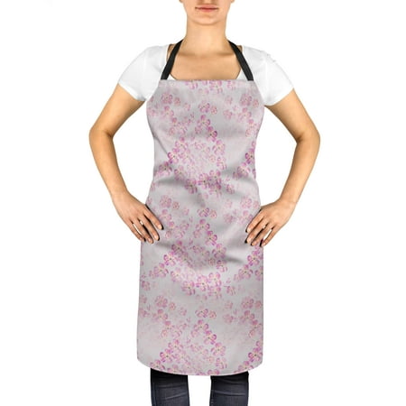 

S4Sassy Grey Poppy Anemone Floral Apron with Adjustable Neck For Cooking Ties Chef Bib-24 x 32 Inches