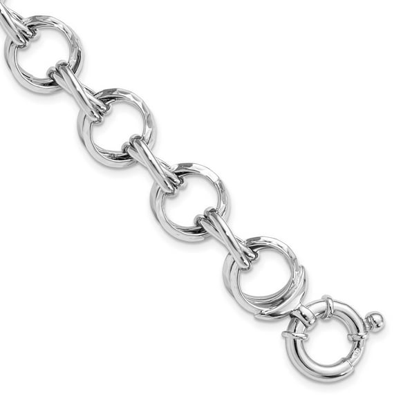 Diamond2Deal 925 Sterling Silver and Hammered Link Bracelet 7.5inch for Women