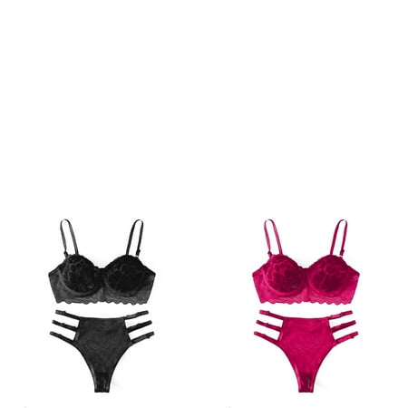 Wijhcboe 2 Pack New Lace Lingerie Set Sexy Fashion Lace Lingerie Lace Pajama Set Underwear Sleepwear Steel Ring Lace Bra Set Pajamas Glow in The Dark Shoe Laces Set Lace Thigh Garter Set