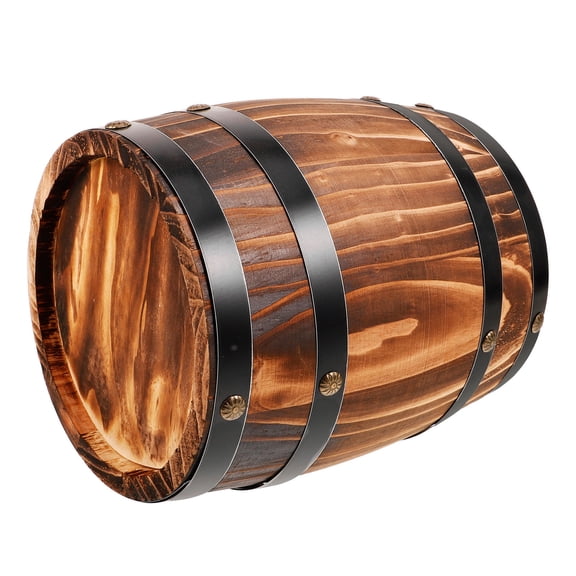 DINHEAROM 1Pack Retro Decoration Wooden Barrel Decor Dark Brown 20.00X16.00X16.00Cm For Bar