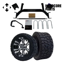 Hardcore Parts 6" Drop Axle Lift Kit for EZGO TXT/PDS (2001.5-2008) Gas Golf Cart with 15" Machined/Black 'VAMPIRE' Wheels and 23"x10"-15" GATOR On-Road/Off-Road DOT rated tires