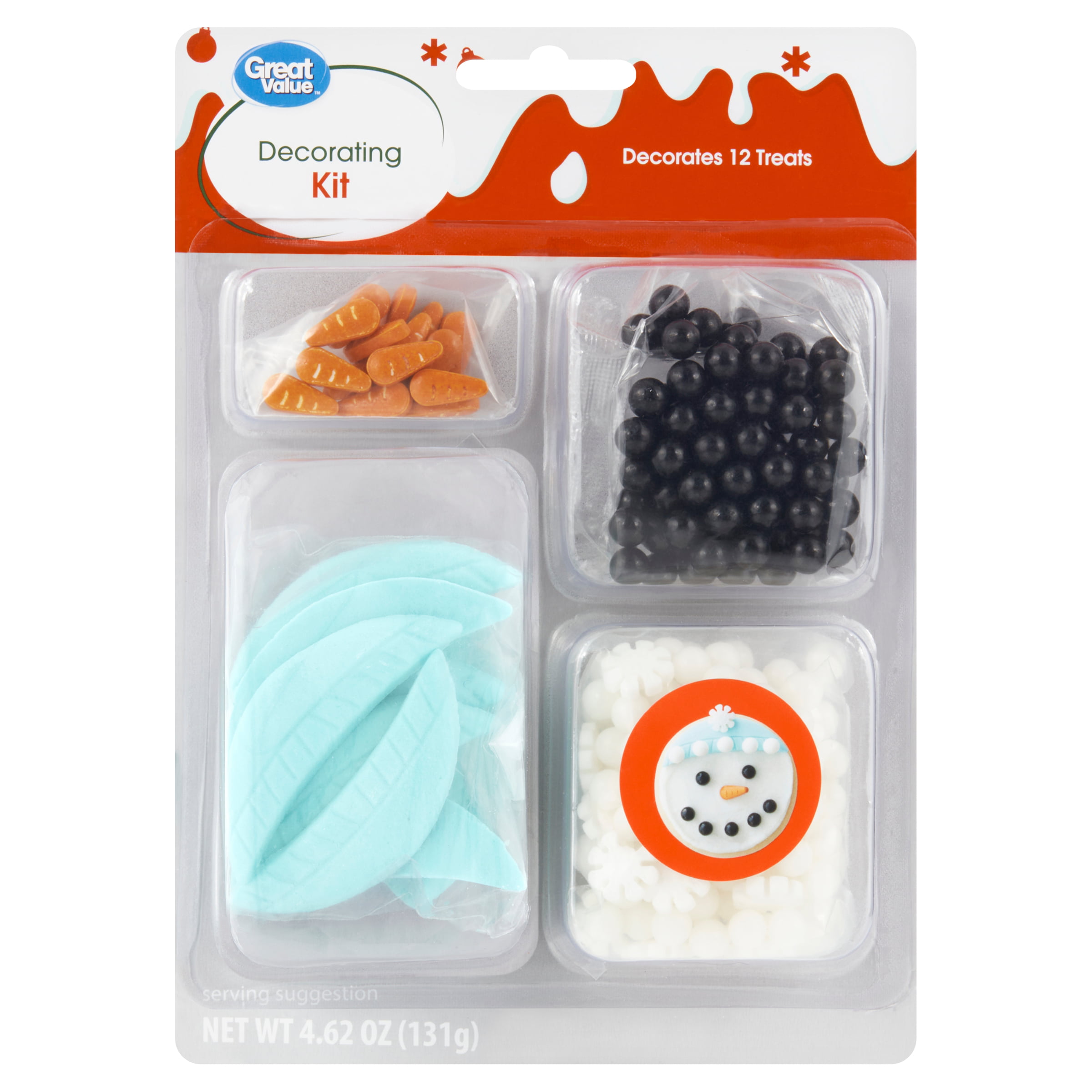 Great Value Snowman Winter Cupcake Decorating Kit, Includes 12 Sets