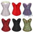 thumbnail image 2 of LIKEWIN Mujeres Modelador de cintura Gótico Satén Brocado Stays Corset Corsé Bustier Top Top con cordones Sexy Vestidos elegantes Cincher de entrenamiento de cintura Overbust deshuesado/Multicolorpang, 2 of 4