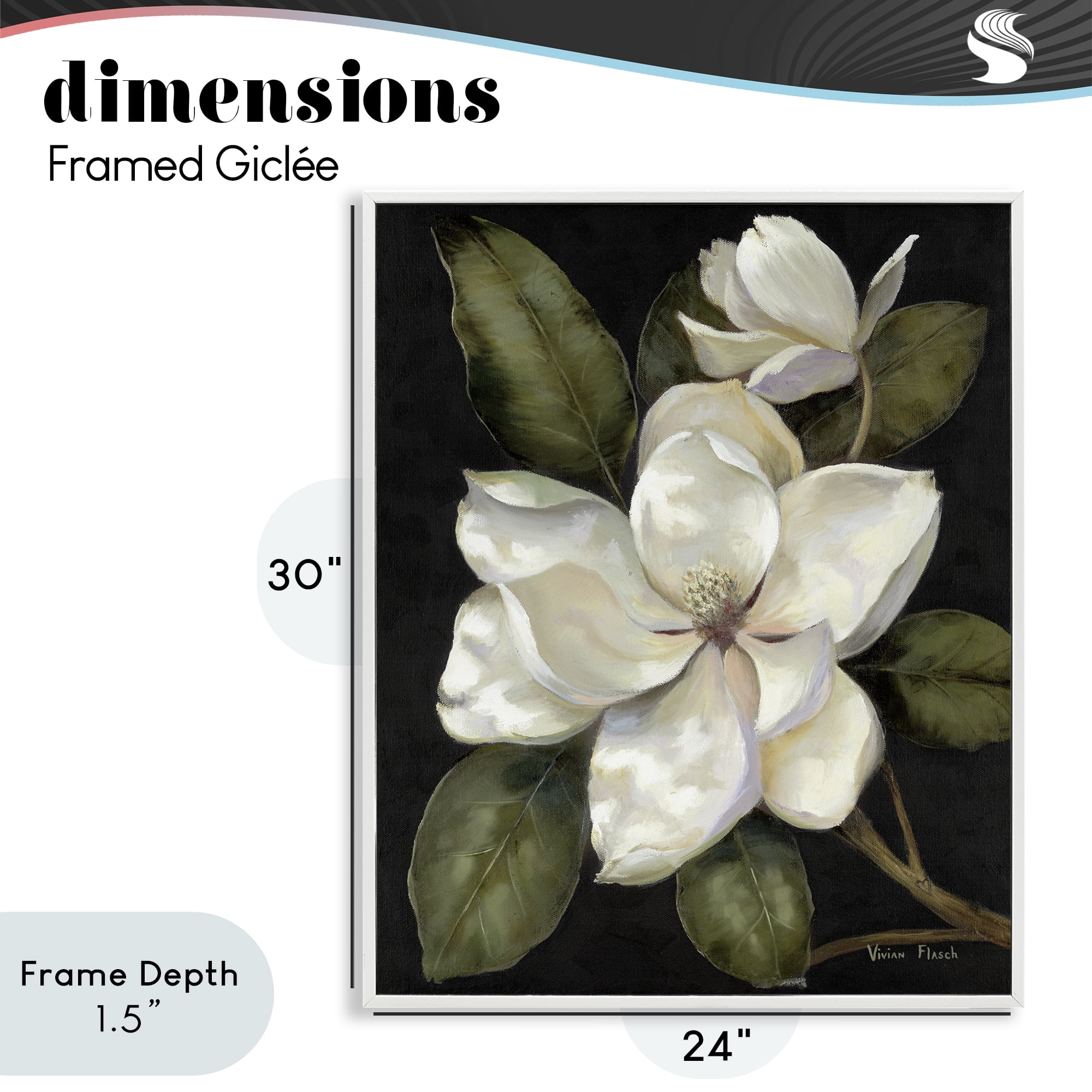 Stupell Industries Blooming Magnolia Buds White Framed Giclee Art, design by Nan