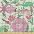 thumbnail image 2 of Ambesonne Garden Art Fabric by the Yard Upholstery, Vintage Nature in Bloom, 1 Yard, Mint Green Pale Pink, 2 of 5