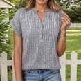 thumbnail image 3 of T Shirts for Women 2026 Summer Short Batwing Sleeve V Neck Ribbed Dressy Casual Office Work Tshirt Blouse, 3 of 6