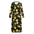 thumbnail image 4 of Xoenoiee Lemon Leaves Print Women's Long Sleeve Nightgown Full Length Sleepwear Button Down Long Sleepshirts Henley Sleep Dress Mumu Dress, S, 4 of 7