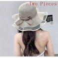 thumbnail image 2 of Nuevo estilo Sombrero de paja Mujer Verano Playa Vacaciones junto al mar Protección solar Gorra grande Sombrero de paja Sombrero de verano para el sol Gorras de mujer Dos piezas, 2 of 3