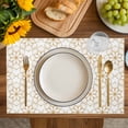 thumbnail image 4 of Brown Flower Placemats Set of 6, Retro Tribal Art Abstract Monochrome Texture Placemats for Dining Table, Place Mats for Kitchen Tabletop, Waterproof Wipeable Dining Table Mats Set, 4 of 9