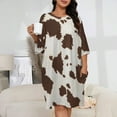 thumbnail image 2 of Brown Cowhide Leather Sleepshirts For Sleeping Travels Loose Sleepdress Pajama Dress Soft Nightdress Sleepwear, 2 of 7