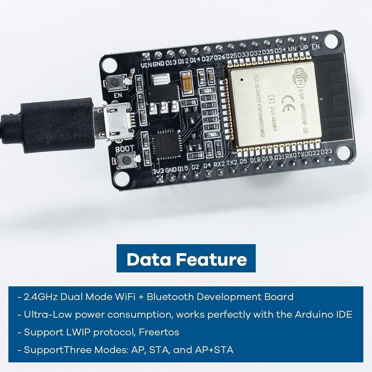 3Pack ESP32 ESP-WROOM-32 Development Board WiFi   Bluetooth CP2102 Dual Core 2.4Ghz Microcontroller Compatible with Arduino