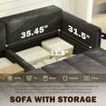 thumbnail image 6 of FFH 90.2" Pull Out Sofa Bed with Storage, 3-in-1 Convertible Sleeper Sofa King Size, Modern 4-Seater Teddy Couch for Living Room, Black, 6 of 16