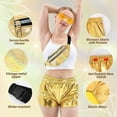 thumbnail image 4 of Metallic Shorts for Women Elastic Drawstring Shiny Hot Short Sparkly Rave Party Pants with Sunglasses and Metallic Fanny Pack-Large, 4 of 5