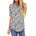 thumbnail image 3 of Women's Round Neck Loose Printed Short Sleeve In Front And Back Tops Blouses, 3 of 5