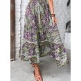 thumbnail image 2 of Women's Plus Size Printed V Neck Short Sleeve Midi Dress Frill Smocked Detail one hundred percent polyester fabric, 2 of 8