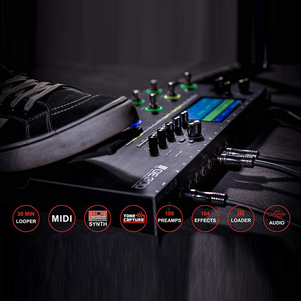 Effects　108　164　43　30　Guitar　Amp　Looper　Multi-Effects　mins　GE300　Processor　speaker　Modeling　US　Mooer　Pedal