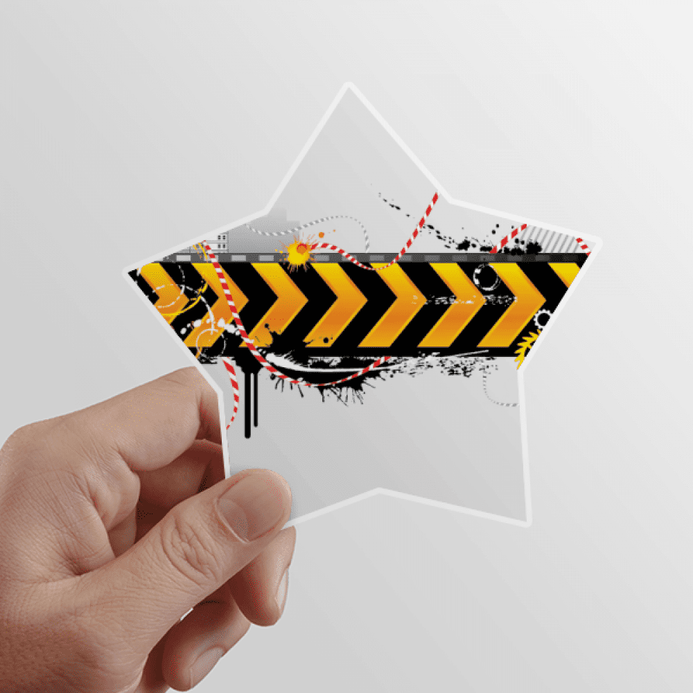 Logo Long Black And Yellow Strips Star Sticker Paster Vinyl Car Tags Decoration Decal