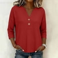thumbnail image 5 of FchengtaiS Womens 3/4 Sleeve Waffle Knit Tops Button Down V Neck Shirts Spring Fall Casual Business Outfits, 5 of 7