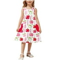 thumbnail image 2 of hengsof Girls Sleeveless Dress 3-14 Years Fashionable Sweet Floral Print A-Line Pocket Shift Sundress for Kids Spring Summer Casual Outfit, 2 of 7