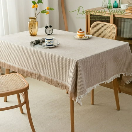 

Goory Coffee Table Cloth Tassel Cotton Linen Table Cover for Kitchen Dinning Wrinkle Free Tablecloths Rectangle/Oblong (51 x 70 )