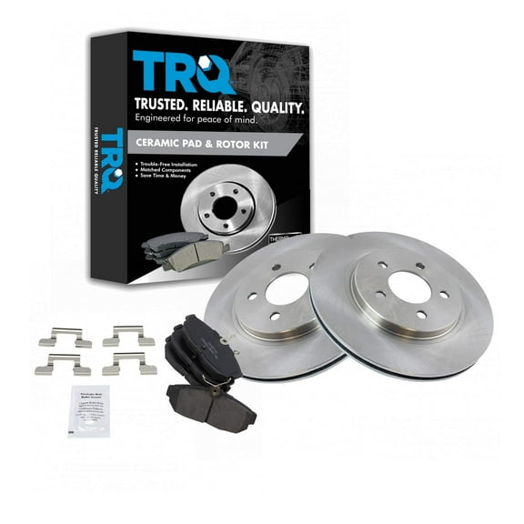 TRQ Rear Brake Pad & Rotor Kit Brake Pads Brake Rotor Ceramic Fits Select 2005-2014 Ford Mustang