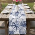 thumbnail image 4 of Purple Blue Compass Table Runner 72 Inches, Vintage Nautical Summer Ocean Shell Bed Runner Dresser Scarves Tabletop for Indoor Outdoor Parties/Ceremony/Banquet, 18" x 72", 4 of 9