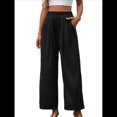 thumbnail image 3 of Pantalones Casuales para Mujer, Holgados, con Cordón, Cintura Alta, Pierna , para Playa y Bolsillos. Negro L, 3 of 9