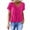 Hot Pink, variant on Women's V-Neck Pleated Puff Sleeve Bubble Hem Loose Fit Casual Blouses for Women Summer Everyday Wear