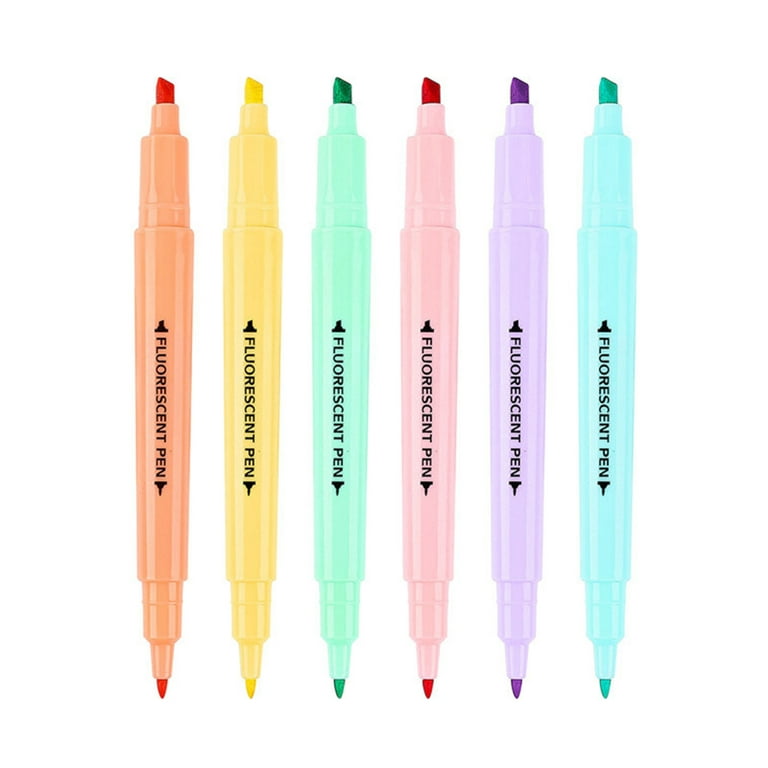 Highlighters Pastel Highlighter Marker Pen No Bleed Double Tip 6pcs Journal  Bible Planner Notes Marker Pen