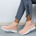 thumbnail image 2 of NOKIO Socks Sneakers for Women Comfortable Knit Ankle B𝗈𝗈𝑡𝑠 S𝗅ip On Walking Shoes Lightweight Tennis Running Shoes High Top Sneaker with Soft Sole for Summer and Autumn, 2 of 6