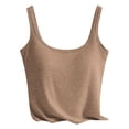 thumbnail image 4 of vigerkar Womens Cotton Crop Tank Tops with Built in Bras Casual Scoop Neck Summer Cami Trendy Comfy Basic Tank Tops (Coffee, XL), 4 of 4