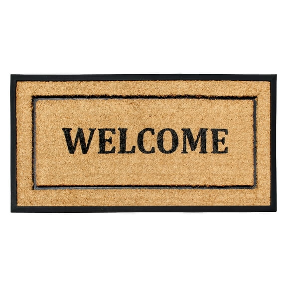 A1HC 30" x 60" Picture Frame Welcome Coir and Rubber Door Mat, Heavy-Duty Outdoor Entrance Mat for Front Porch, Patio, or Entryway