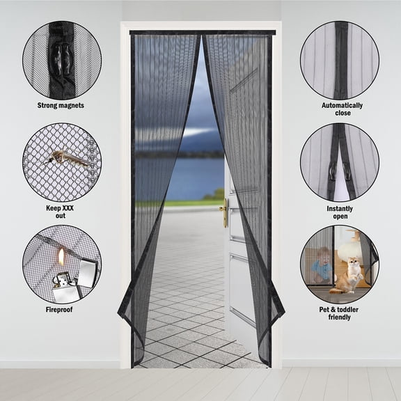 TETSELF Magnetic Door Screen 83x39 with Mesh Curtain for Mosquitoes – Easy Install, Strong Magnets, Fits Standard Doors, Weather Resistant, Scratch Proof Fabric