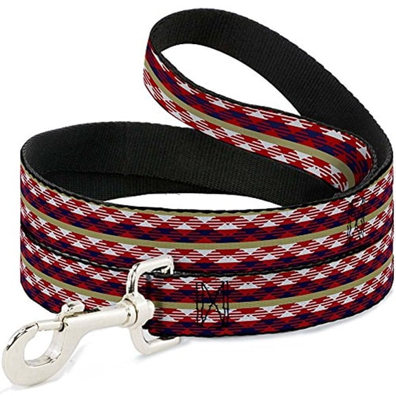 Buckle-Down DL-W30774 Geometric Weave Tan White Red Blue Dog Leash