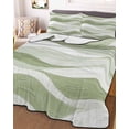 thumbnail image 3 of Quilts Twin Size Bedding Set, Light Sage Green Ombre Lightweight Quilted Comforter, Modern Moire Abstract Art Aesthetics Reversible Bedspread Coverlet with Pillow Covers for All Season, 68" x 86", 3 of 7
