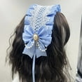 thumbnail image 2 of Nvzi Animal Anime Faux Fur Fox Wolf Bear Cat Dog Ears Headband with Bells Lolita Hairband Headwear Headpiece Hair Hair Clips(Blue), 2 of 3