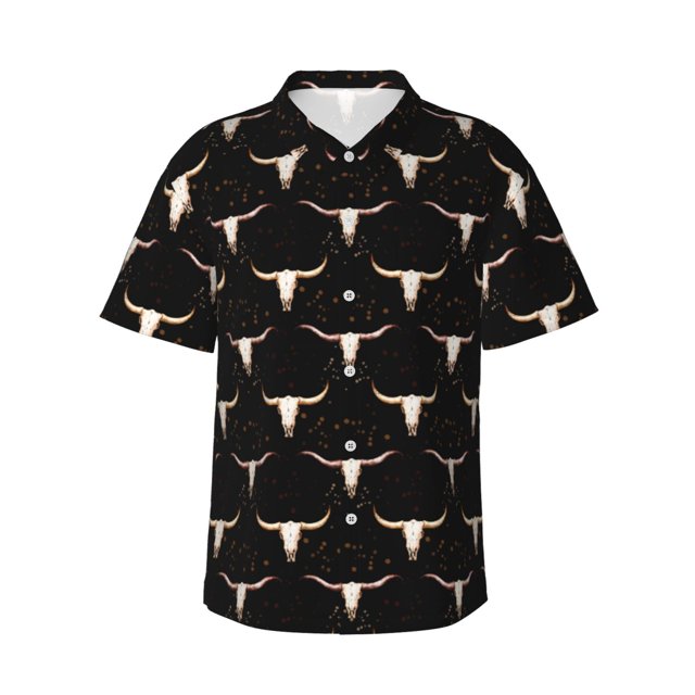 Fotbe Western Cowboy Camisa Hawaiana para Hombre Unisex – Camisa Casual de Verano con Botones de Manga Corta de Algodón y Lino,XX-Large