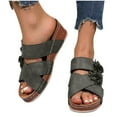 thumbnail image 2 of LOVZFMLL Women's Wedge Platform Sandals Summer Strappy Open Toe Dressy Slide Sandals Comfortable Walking Floral Slippers Green 6, 2 of 8