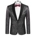 thumbnail image 6 of COOFANDY Men's Floral Tuxedo Jacket Jacquard Suit Jacket Dinner Dress Blazer Big and Tall for Christmas Prom Wedding Homecoming Party, 6 of 9