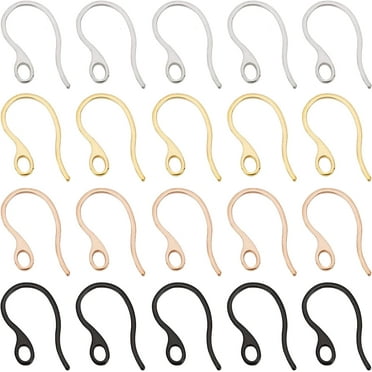 80Pcs 4 Colors Stainless Steel Earring Hooks Curved Fish Hook Ear Wires Hypoallergenic Earring Hooks for DIY Jewelry Making