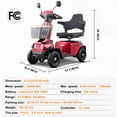 thumbnail image 4 of Xlluproid Heavy Duty 4-Wheel Mobility Scooter for Seniors & Adults - 350W 48V Motor,Electromagnetic Brake,Up to 60km Long Range,Red, 4 of 9