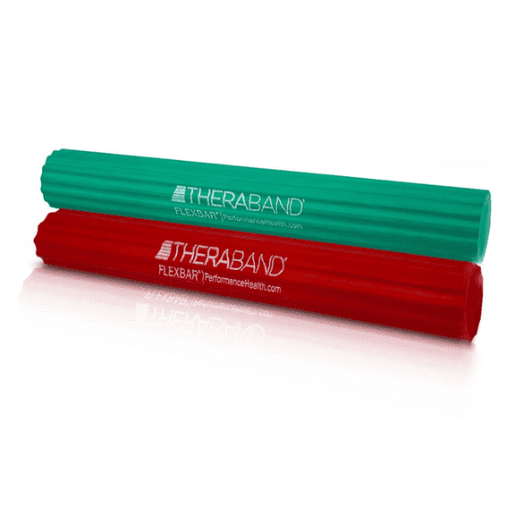 THERABAND FlexBar, 2 Pack, Red, Green, Therapy Twist Bar, Hand & Wrist Strength, Tennis & Golfer's Elbow, Tendonitis, Rehab Tool for Resistance Exercise, Grip Training, Relief & Recovery
