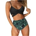 thumbnail image 5 of Traje de baño de dos piezas con estampado de leopardo cruzado de cintura alta dividido sexy BIKINI para mujer, 5 of 5