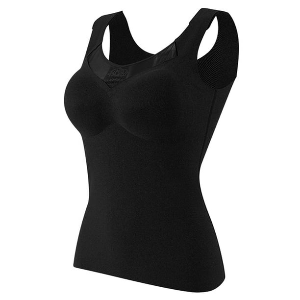 Camiseta interior térmica para mujer, camiseta básica de invierno con sujetador incorporado, 2XL